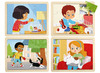 Puzzel - themapuzzel - Nathan - zorg dragen voor dieren - 9 stukjes per puzzel - hout - set van 4 assorti
