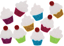 Stickers - foam - cupcake - glitter - set van 100 assorti
