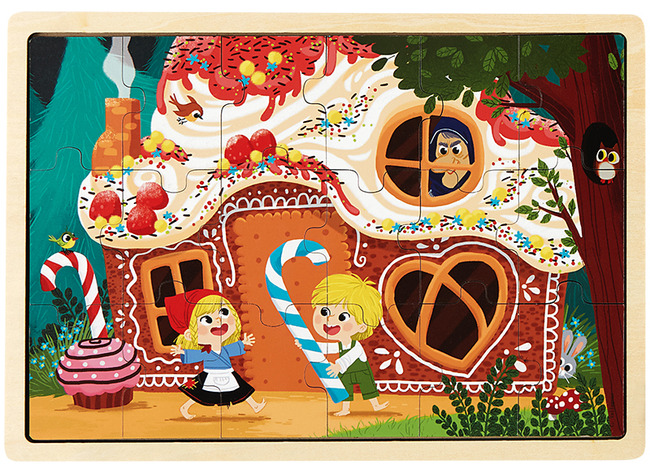 Themapuzzel - Nathan - sprookje - hans en grietje - 18 stukjes - hout - per stuk