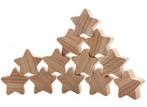 Open-ended - Ocamora - sterren - naturel - hout - set van 12