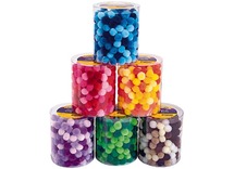 Decoratie - pompons - 6 verschillende kleuren - 1,9 cm diameter - voordeelpakket - set van 1500 assorti