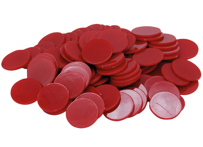 Rekenschijfjes - tellen en sorteren - 1,8 cm diameter - rood - set van 100