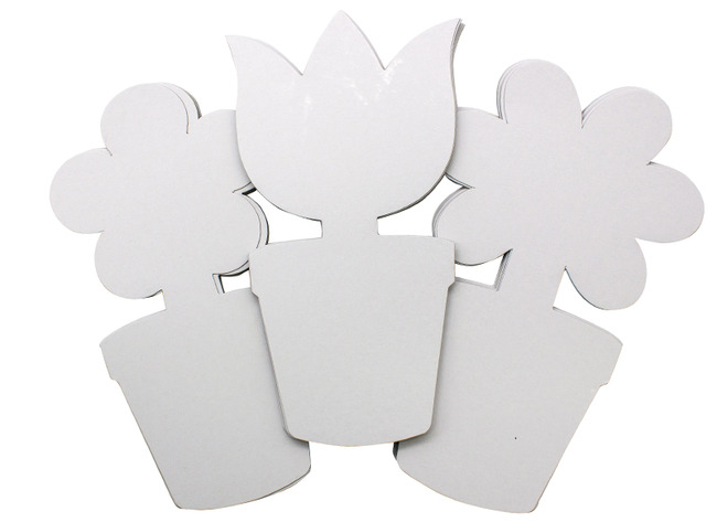 Figuren - bloempot - karton - blanco - set van 30 assorti