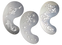 Schmink - sjablonen - MiKimFX Facepainting Stencil Set 2 - ijskristallen, princes, art deco - herbruikbaar - set van 3 assorti