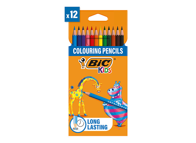 Potloden - kleurpotloden - BIC Kids Evolution ECOlutions - zeshoekig - etui - set van 12 assorti