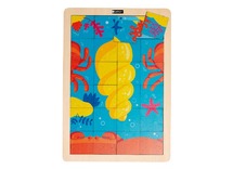 Themapuzzel - de krab en de schelp - 24 stukjes - hout - per stuk