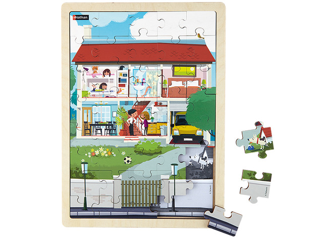 Themapuzzel - Nathan - thuis - 40 stukjes - hout - per stuk