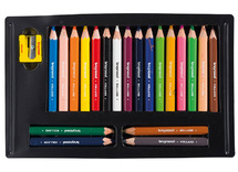 Potloden - kleurpotloden - Bruynzeel Kids - zeshoekig - dik - etui - set van 20 assorti