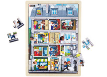 Themapuzzel - Nathan - flatgebouw - 42 stukjes - hout - per stuk
