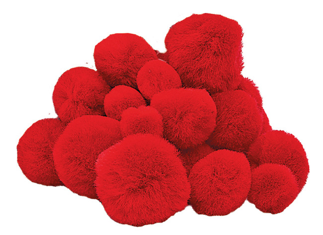 Pompons - 20-30 mm - rood - set van 100
