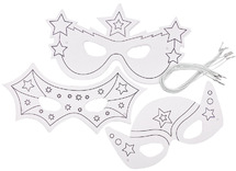 Maskers - karton - superhelden - half - blanco - set van 6 assorti
