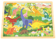 Themapuzzel - dinosauruswereld - 48 stukjes - hout - per stuk