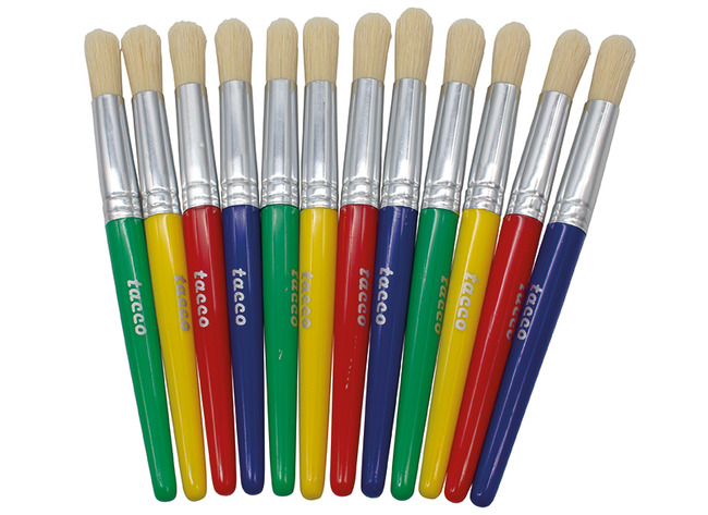Penselen - rond - gekleurde steel - set van 12