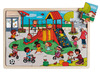 Themapuzzel - samen naar school - speelplaats, eetzaal, turnles, onthaalhoek - hout - set van 4 assorti