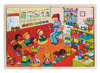 Themapuzzel - samen naar school - speelplaats, eetzaal, turnles, onthaalhoek - hout - set van 4 assorti