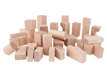 Bouwset - blokken - Kooglo Basic Natural - magnetisch - hout - set van 50 assorti