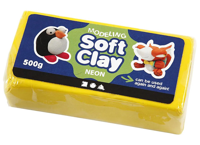 Boetseerklei - Soft Clay - 500 g - geel - per stuk