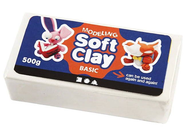 Boetseerklei - Soft Clay - 500 g - wit - per stuk
