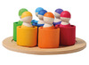 Open-ended - Grimm's - zeven regenboog vriendjes in potjes - hout - set van 14