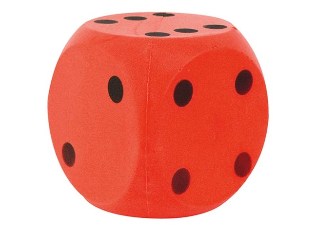 Spelaccessoires - dobbelstenen - groot - 16 x 16 cm - mousse - per stuk