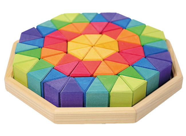 Open-ended - Grimm's - reuze achthoek - geometrische figuren - puzzel - hout - set van 72