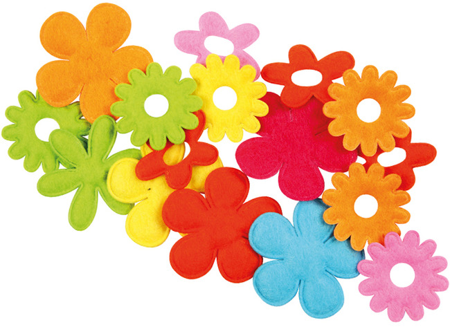 Decoratie - vilt - bloemen - set van 135 assorti