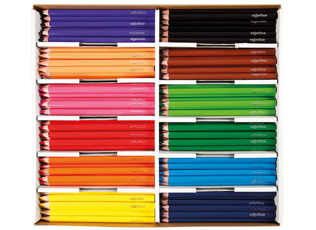 Potloden - kleurpotloden - Colortime Basic Jumbo - driehoekig - dik - doos - voordeelpakket - set van 144 assorti
