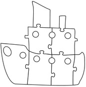 Karton - puzzel - boot - per 4