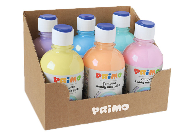 Verf - uitwasbare verf - Primo - pastel - 6 x 300 ml - set van 6 assorti