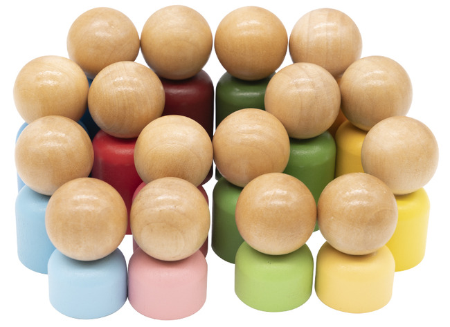 Open-ended - Freckled Frog Rainbow Families - regenboog - sorteren - familie - hout - set van 16