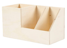 Pennenbak - hout - 11 x 9,8 x 20 cm - 3 vakken - per stuk