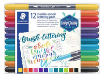 Stiften - kleurstiften - Staedtler - Brush lettering - kaligrafie - set van 12 assorti