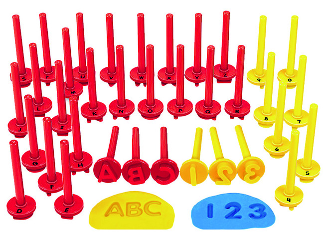 Stempels - kleistempels - Lakeshore Learning Dough Stampers - letters & cijfers - boetseren - set van 36 assorti