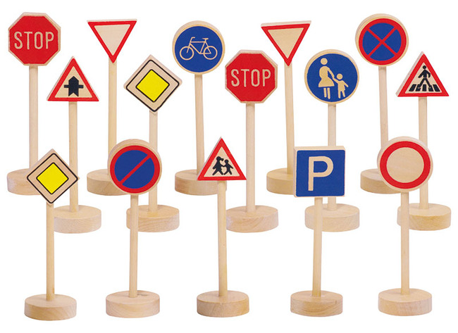 Verkeersborden - Goki Verkeerstekens - verkeer - set van 15 assorti
