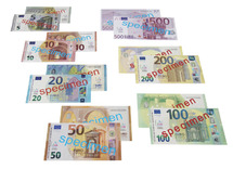 Geld - euro - rekengeld - briefjes - biljetten - assortiment van 140