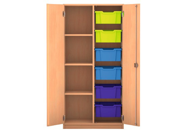 ARMOIRE FLEXEO, 1 COLONNE BOîTES + 1 TABLETTES, AVEC PORTES