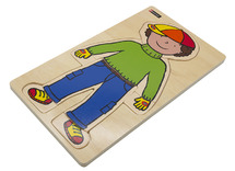 Lagenpuzzel - ontdek je lichaam - jongen - 2 lagen - hout - menselijk lichaam - per stuk