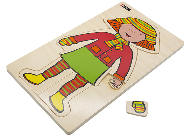 Lagenpuzzel - ontdek je lichaam - meisje - 2 lagen - hout - menselijk lichaam - per stuk