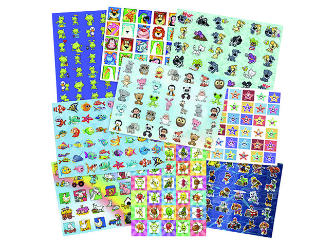 Stickers - fantasie - 35 motieven - set van 700 assorti