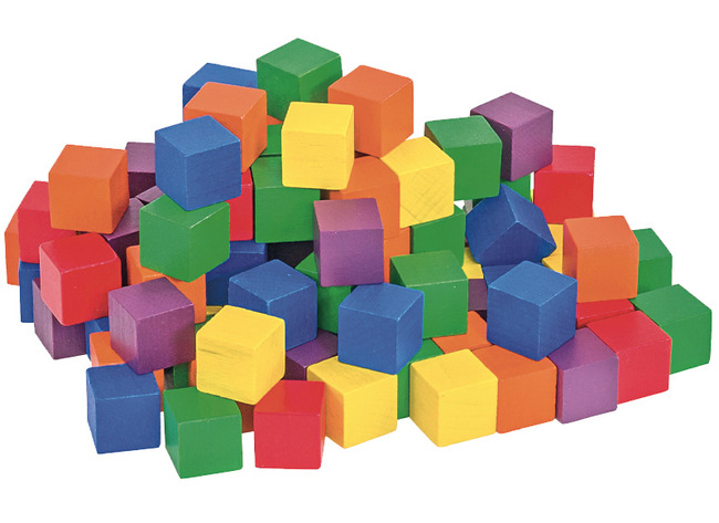 Kubussen - hout - gekleurd - bouwset - ruimtelijk inzicht - set van 100 assorti