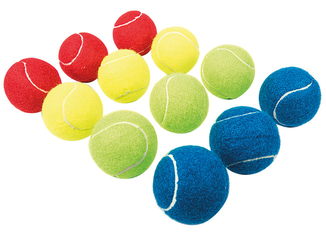 Bal - tennisbal - verschillende kleuren - set van 12 assorti