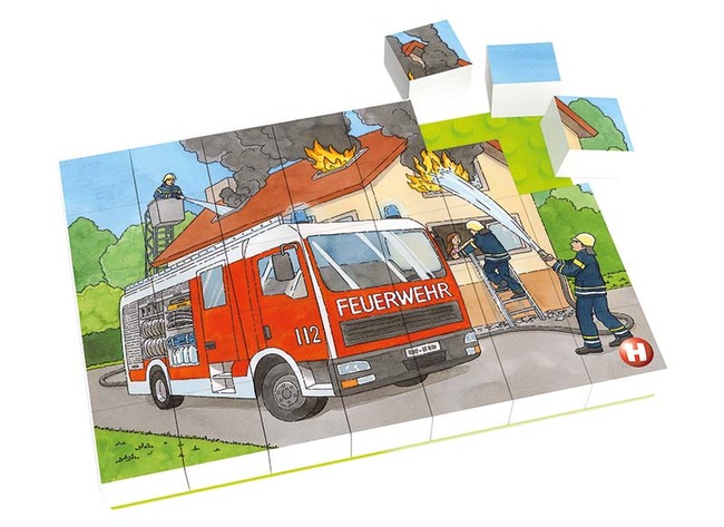 Puzzel - blokken - Hubelino - brandweer - 35 stukjes - per stuk