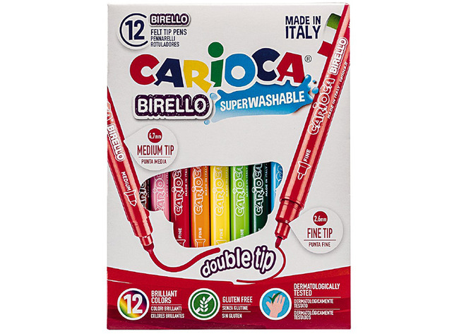 Stiften - kleurstiften - Carioca Birello - dubbele punt - set van 12 assorti