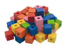 Kralen - Handige Handen - vierkant - hout - fijne motoriek - set van 72 assorti