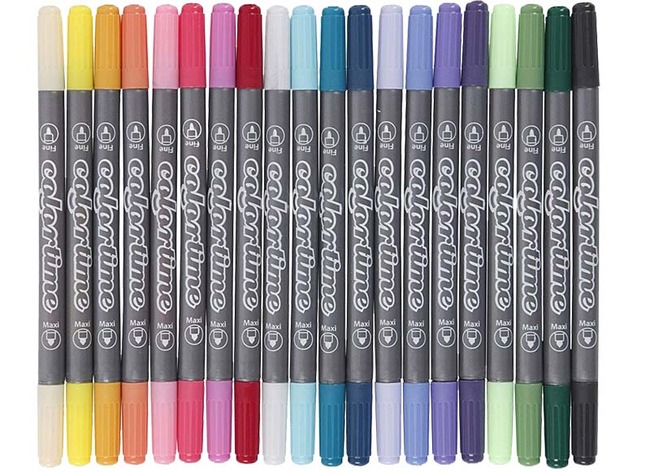 Stiften - kleurstiften - Colortime - dubbele punt - pastelkleuren - set van 20 assorti