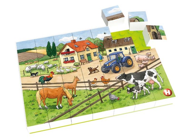 Puzzel - blokken - Hubelino - boerderij - 35 stukjes - per stuk