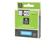 Etiketten - labels - Dymo Tape D1 - zwart op wit - 9 mm x 7 m - per stuk