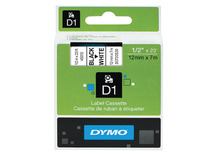 Etiketten - labels - Dymo Tape D1 - zwart op wit - 12 mm x 7 m - per stuk
