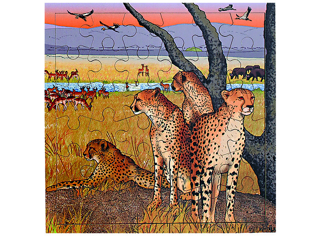 Themapuzzel - Rolf - savanne - cheetas - 36 stukjes - hout - per stuk