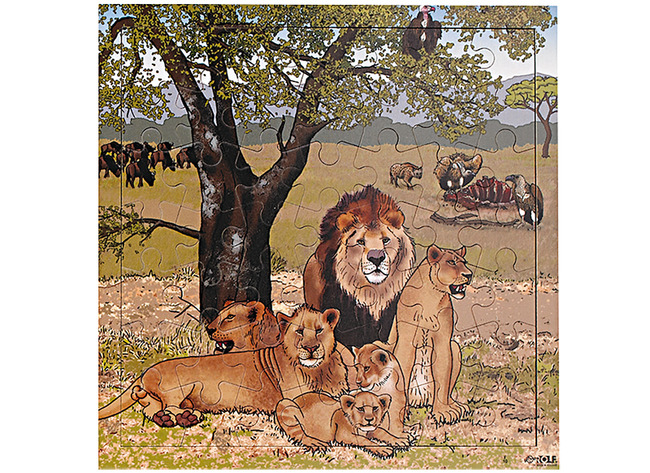 Puzzel - themapuzzel - Rolf - savanne - leeuwen - 36 stukjes - hout - per stuk